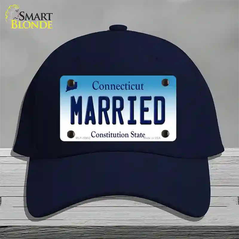 Married Connecticut Novelty License Plate Hat Cotton / Navy