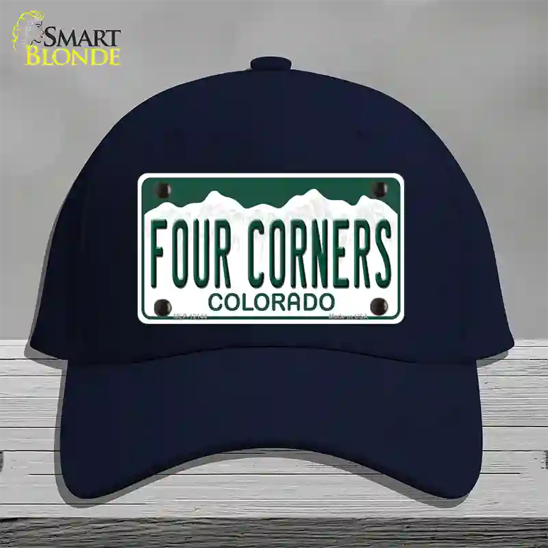 Four Corners Colorado Novelty License Plate Hat Cotton Navy