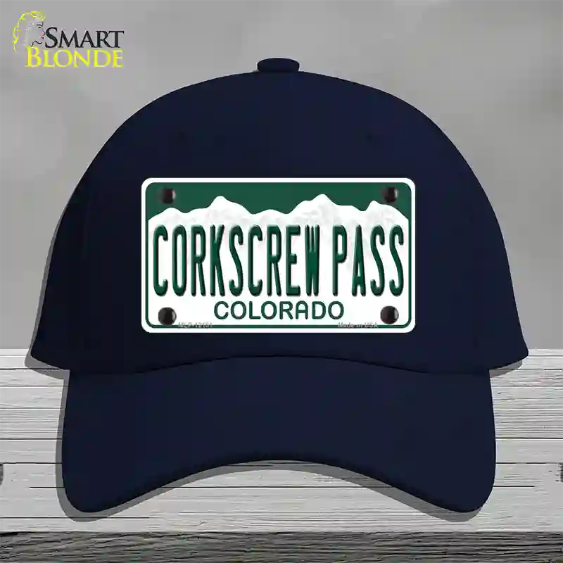Corkscrew Pass Colorado Novelty License Plate Hat Cotton Navy