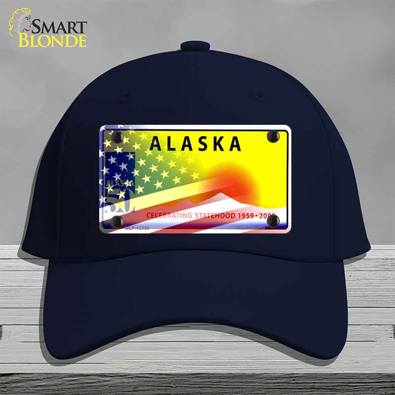 Alaska with American Flag Novelty License Plate Hat HAT-MLP-12330