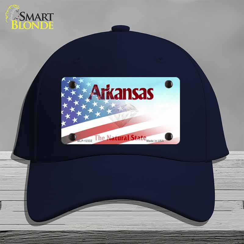 Arkansas with American Flag Novelty License Plate Hat HAT-MLP-12332