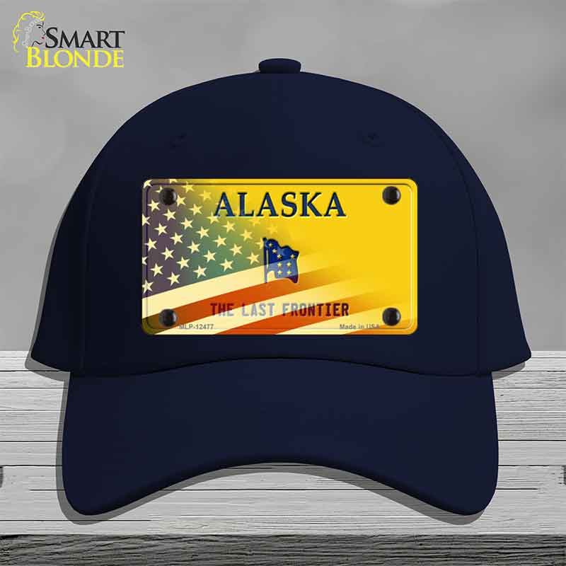 Alaska with American Flag Novelty License Plate Hat HAT-MLP-12477