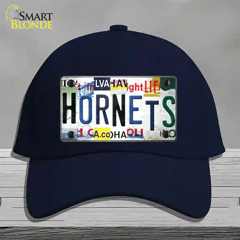 Hornets Strip Art Novelty License Plate Hat Tag Cotton Navy
