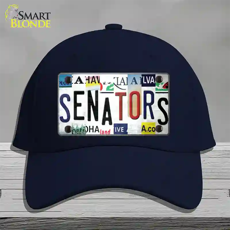 Senators Strip Art Novelty License Plate Hat Tag Cotton Navy