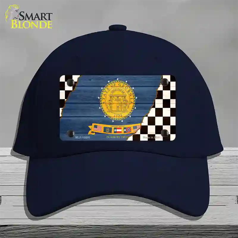 Georgia Racing Flag Novelty License Plate Hat Tag Cotton Navy