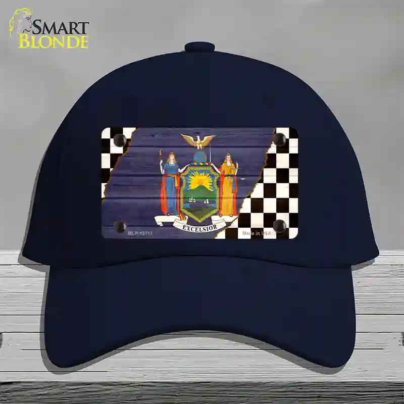 New York Racing Flag Novelty License Plate Hat Tag Cotton Navy