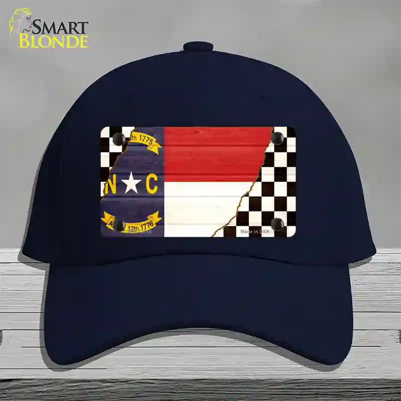 North Carolina Racing Flag Novelty License Plate Hat Tag Cotton Navy