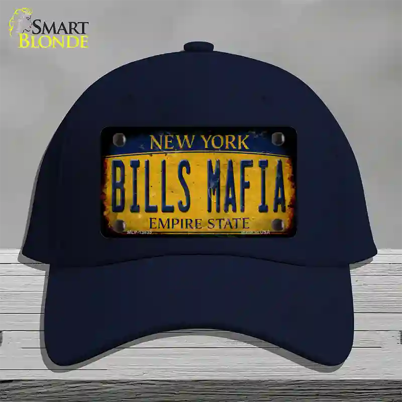Bills Mafia New York Yellow Rusty Novelty License Plate Hat Tag Cotton Navy