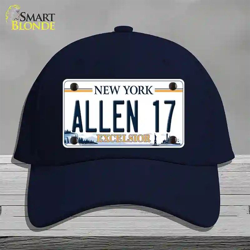 Allen 17 NY Excelsior Novelty License Plate Hat Tag Cotton Navy