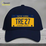 Tre 27 New York Yellow Novelty License Plate Hat Tag Cotton Navy