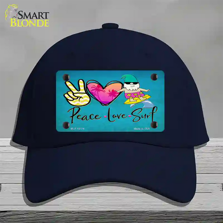 Peace Love Surf Novelty License Plate Hat Cotton / Navy