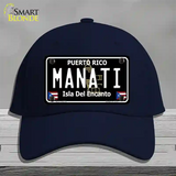 Manati Puerto Rico Black Novelty License Plate Hat Cotton / Navy