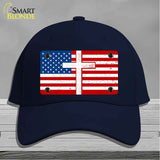 American Flag with Cross Novelty License Plate Hat HAT-MLP-14518