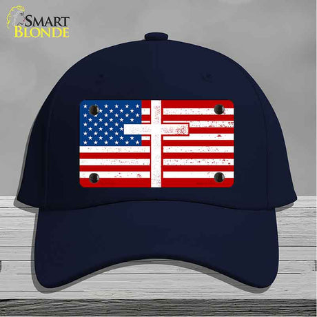 American Flag with Cross Novelty License Plate Hat HAT-MLP-14518