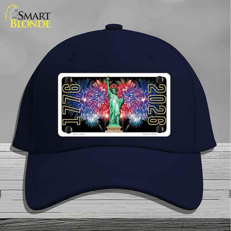 Lady Liberty Fireworks Novelty License Plate Hat HAT-MLP-14549 Cotton Navy