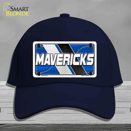 Navy blue cap with a 'MAVERICKS' license plate design on a gray background