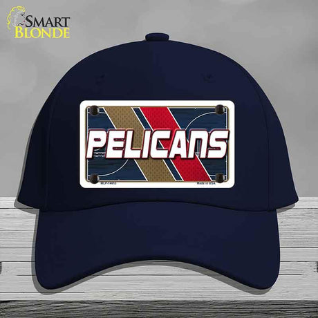 Navy blue cap with 'Pelicans' logo on a gray background