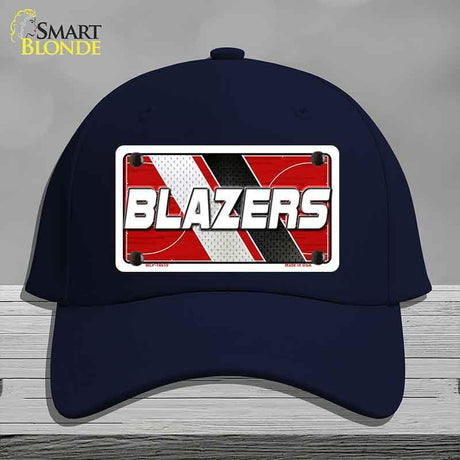 Navy blue cap with 'BLAZERS' design on a gray background