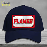 FLAMES Graphic Novelty License Plate Hat HAT-MLP-14660 Cotton Navy