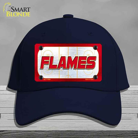 FLAMES Graphic Novelty License Plate Hat HAT-MLP-14660 Cotton Navy