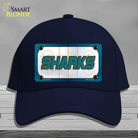 SHARKS Graphic Novelty License Plate Hat HAT-MLP-14679 Cotton Navy