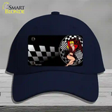 Racing Pin Up Girl Novelty License Plate Hat Cotton / Navy