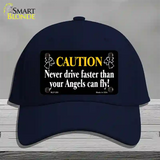 Never Drive Faster Than Angels Fly Novelty License Plate Hat Cotton / Navy