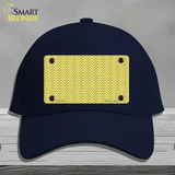 Yellow White Chevron Novelty License Plate Hat Cotton / Navy
