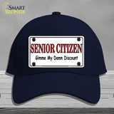 Senior Citizen Discount Novelty License Plate Hat Cotton / Navy