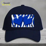 Blue White Zebra Blue Centered Hearts Novelty License Plate Hat Cotton / Navy