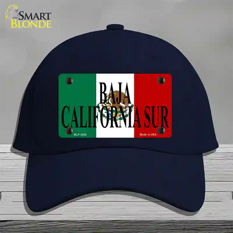 Baja California Sur Mexico Flag Novelty License Plate Hat Cotton / Navy