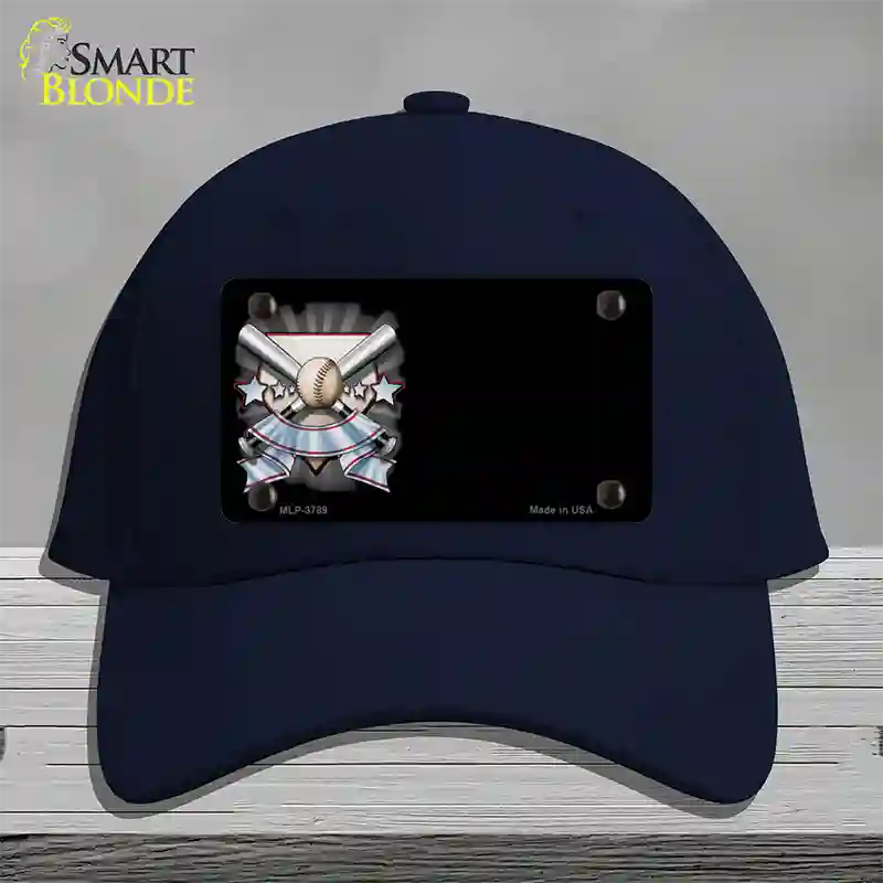 Baseball Banner Offset Novelty License Plate Hat Cotton / Navy