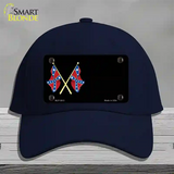 Crossed Rebel Flags Offset Novelty License Plate Hat Cotton / Navy