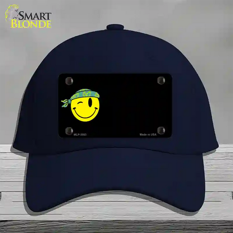 Winking Peace Smiley Offset Novelty License Plate Hat Cotton / Navy