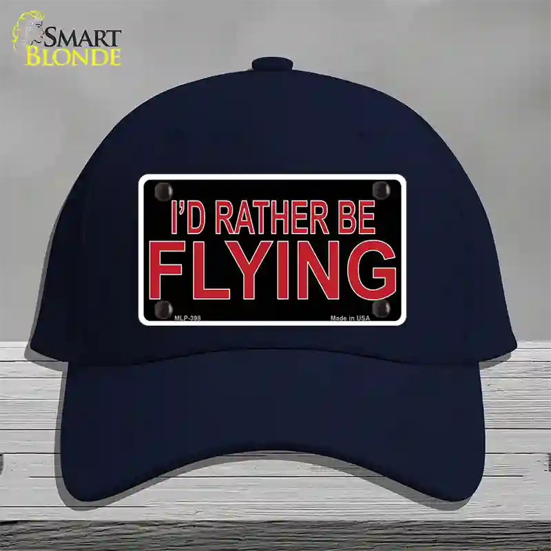 Rather Be Flying Novelty License Plate Hat Cotton Navy
