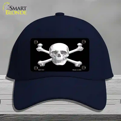 Skull And Cross Bones Novelty License Plate Hat Cotton / Navy