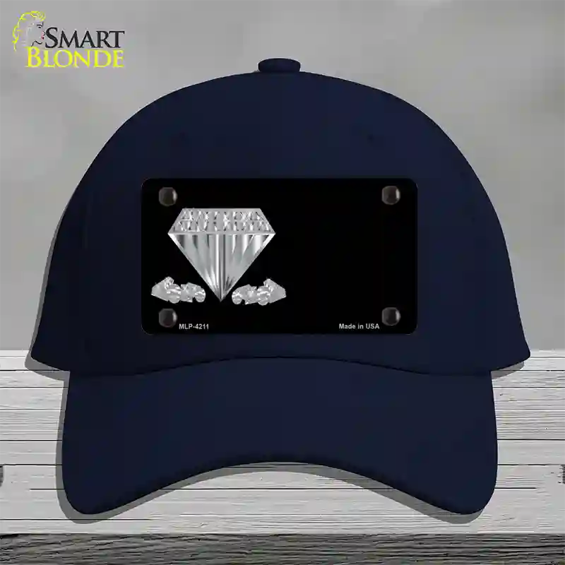 Diamonds Offset Novelty License Plate Hat Cotton / Navy