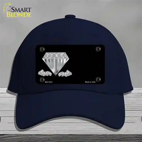 Diamonds Offset Novelty License Plate Hat Cotton / Navy