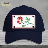 Rose Design White Novelty License Plate Hat Cotton / Navy