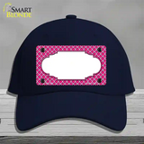 Pink White Quatrefoil Center Scallop Novelty License Plate Hat Cotton / Navy
