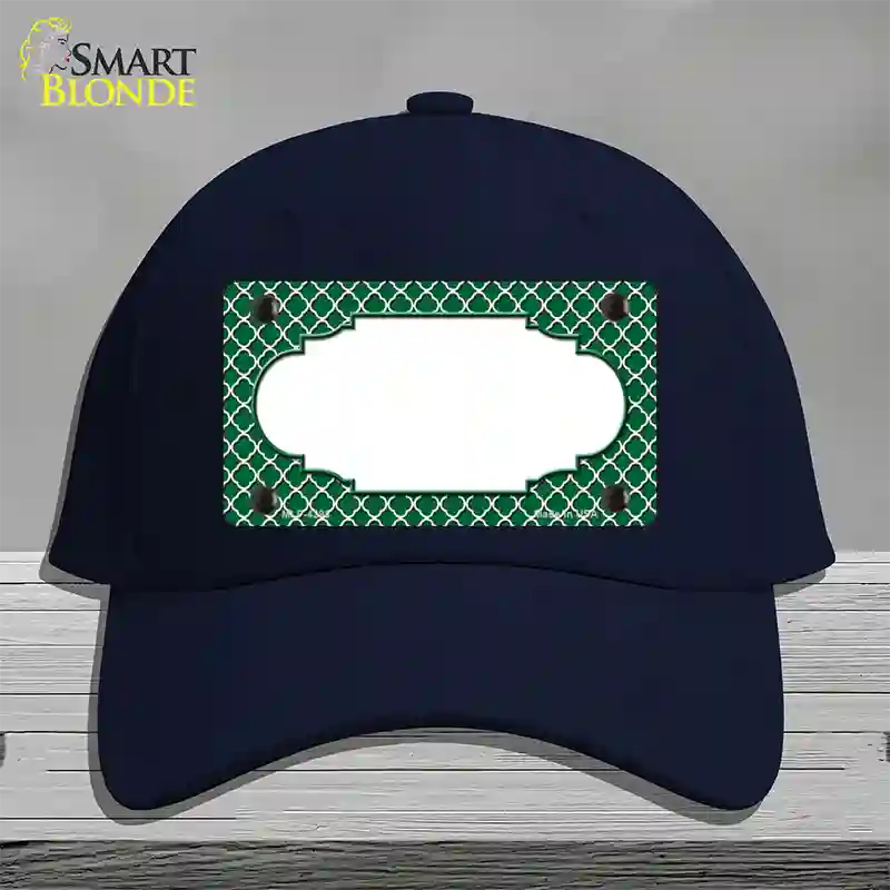 Green White Quatrefoil Center Scallop Novelty License Plate Hat Cotton / Navy