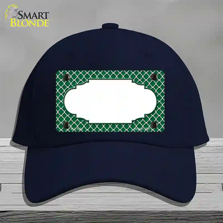 Green White Quatrefoil Center Scallop Novelty License Plate Hat Cotton / Navy