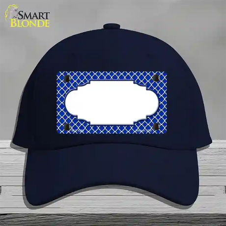 Blue White Quatrefoil Center Scallop Novelty License Plate Hat Cotton / Navy