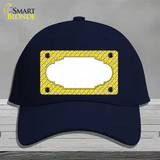 Yellow White Quatrefoil Center Scallop Novelty License Plate Hat Cotton / Navy