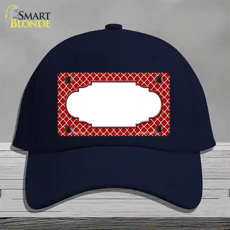 Red White Quatrefoil Center Scallop Novelty License Plate Hat Cotton / Navy