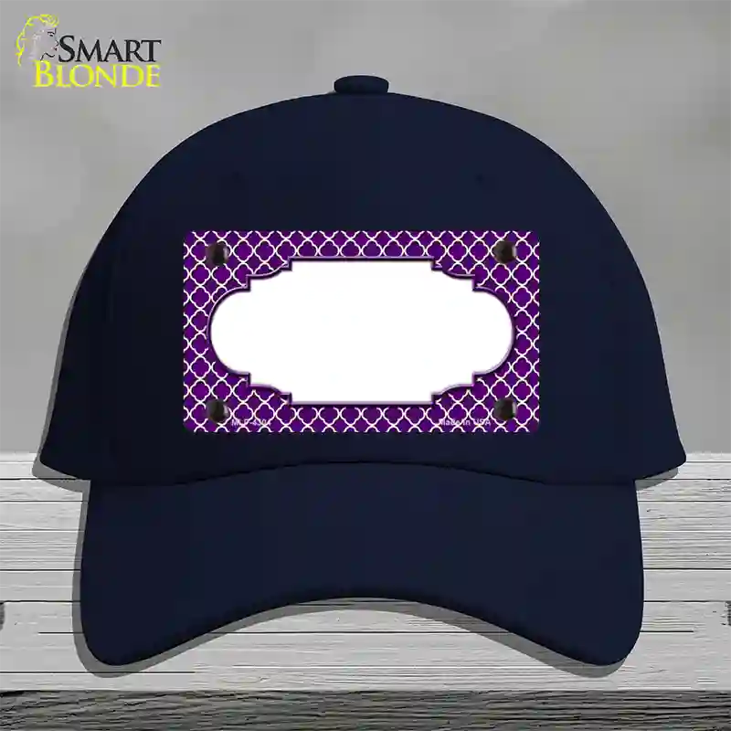 Purple White Quatrefoil Center Scallop Novelty License Plate Hat Cotton / Navy