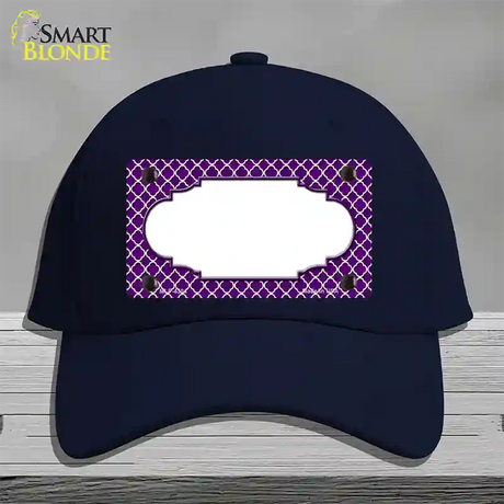 Purple White Quatrefoil Center Scallop Novelty License Plate Hat Cotton / Navy
