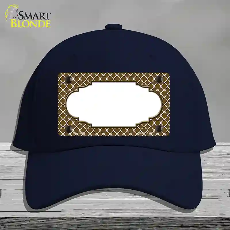 Brown White Quatrefoil Center Scallop Novelty License Plate Hat Cotton / Navy