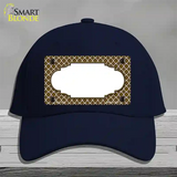 Brown White Quatrefoil Center Scallop Novelty License Plate Hat Cotton / Navy