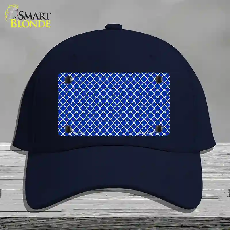 Blue White Quatrefoil Novelty License Plate Hat Cotton / Navy